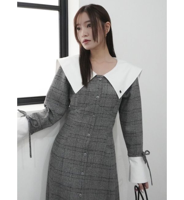 dazzlin「【POLO BCS コラボ】ビッグカラーサイドプリーツワンピース」|ワンピース|