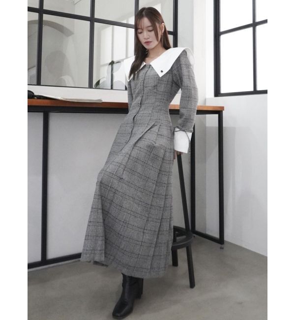 dazzlin「【POLO BCS コラボ】ビッグカラーサイドプリーツワンピース」|ワンピース|