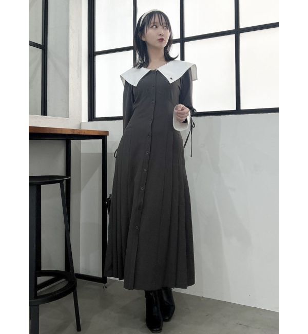 dazzlin「【POLO BCS コラボ】ビッグカラーサイドプリーツワンピース」|ワンピース|