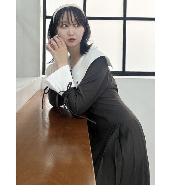 dazzlin「【POLO BCS コラボ】ビッグカラーサイドプリーツワンピース」|ワンピース|