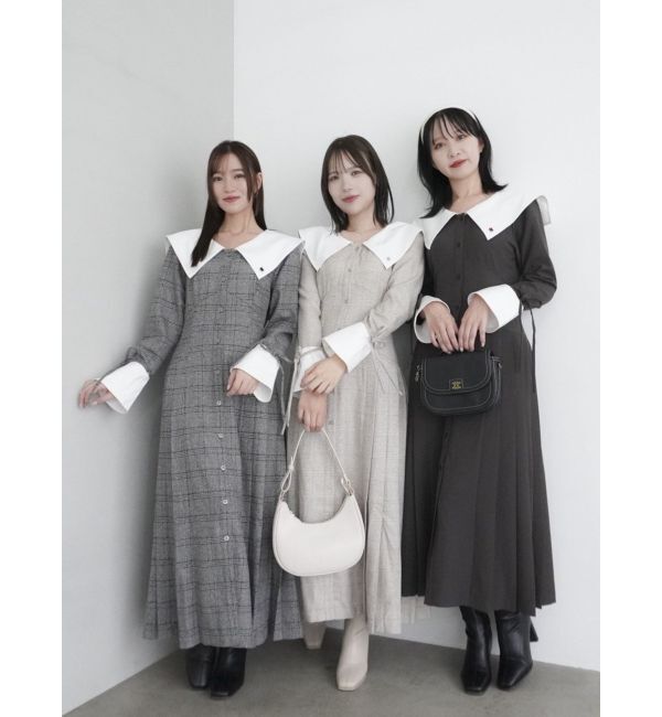 dazzlin「【POLO BCS コラボ】ビッグカラーサイドプリーツワンピース」|ワンピース|