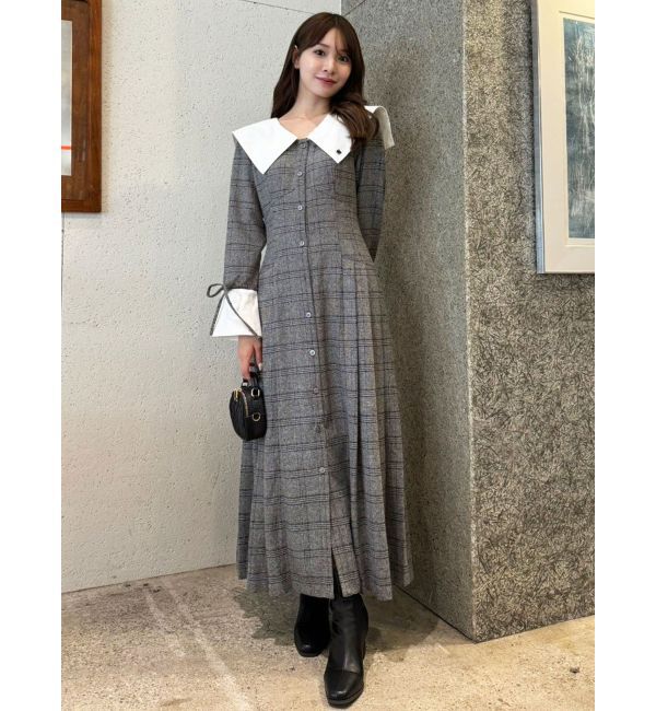 dazzlin「【POLO BCS コラボ】ビッグカラーサイドプリーツワンピース」|ワンピース|