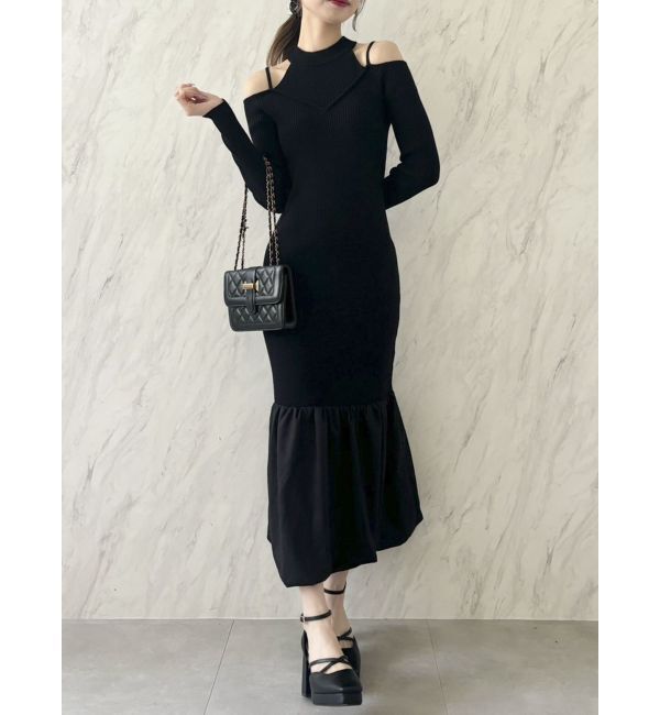 dazzlin「バブルヘムニットワンピース」|ワンピース|ブラック