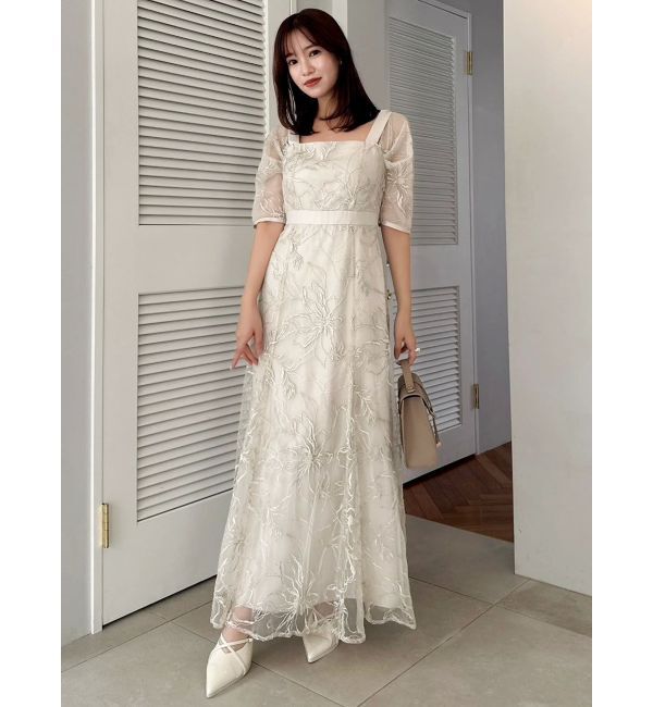 dazzlin「【藤井サチコラボ】ラメ刺繍チュール2WAYスリーブドレス」|ドレス|