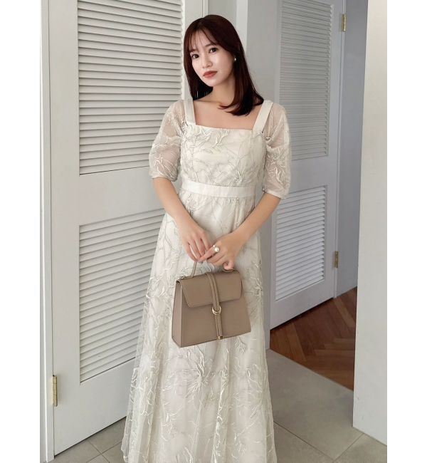 dazzlin「【藤井サチコラボ】ラメ刺繍チュール2WAYスリーブドレス」|ドレス|