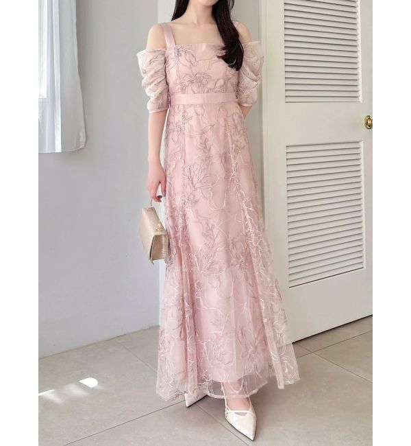 dazzlin「【藤井サチコラボ】ラメ刺繍チュール2WAYスリーブドレス」|ドレス|