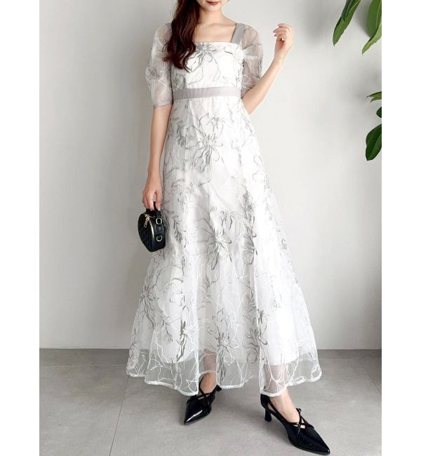 dazzlin「【藤井サチコラボ】ラメ刺繍チュール2WAYスリーブドレス」|ドレス|