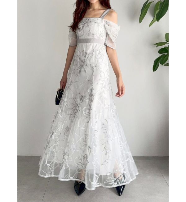 dazzlin「【藤井サチコラボ】ラメ刺繍チュール2WAYスリーブドレス」|ドレス|