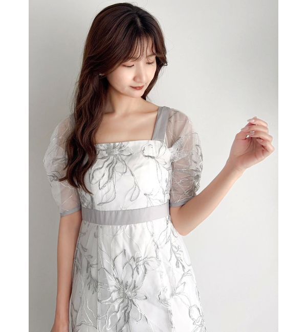 dazzlin「【藤井サチコラボ】ラメ刺繍チュール2WAYスリーブドレス」|ドレス|