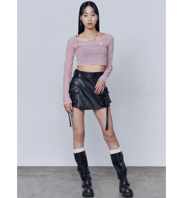 EMODA「シアーベロアプレートクロップトップ」|Tシャツ・カットソー|