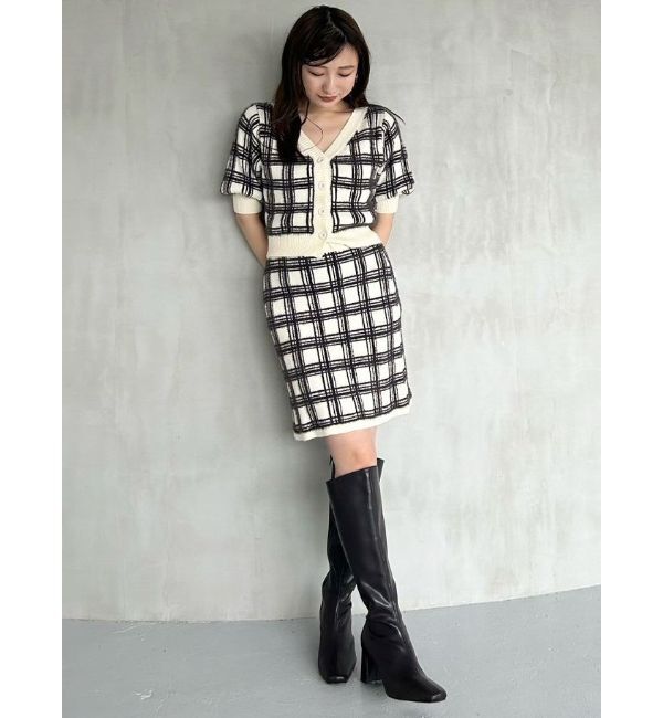 MERCURYDUO「チェックミニニットセットアップ」|ワンピース|