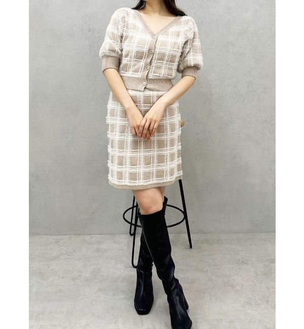 MERCURYDUO「チェックミニニットセットアップ」|ワンピース|