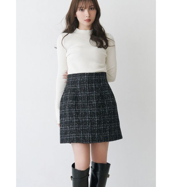 MERCURYDUO「オリジナルツイード台形ミニスカート」|スカート|ブラック