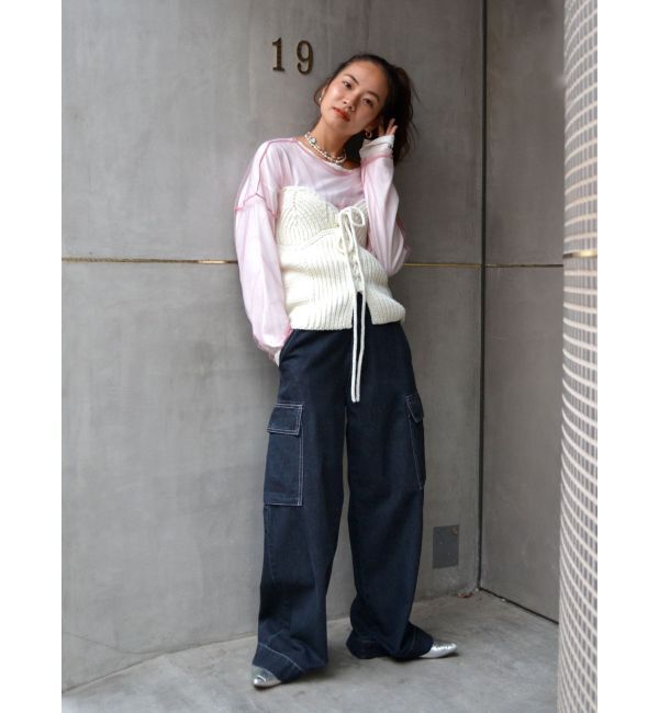 Ungrid「チュールショートロングスリーブTee」|Tシャツ・カットソー|