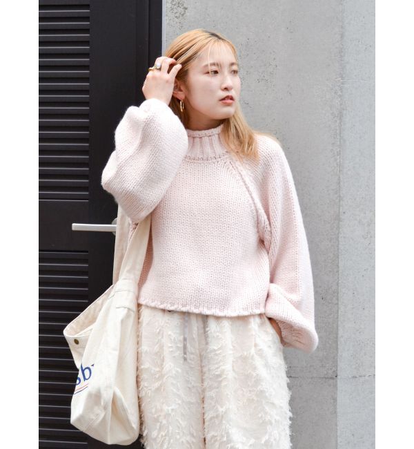 Ungrid「ローゲージハイネックショートニット」|ニット・セーター|ピンク