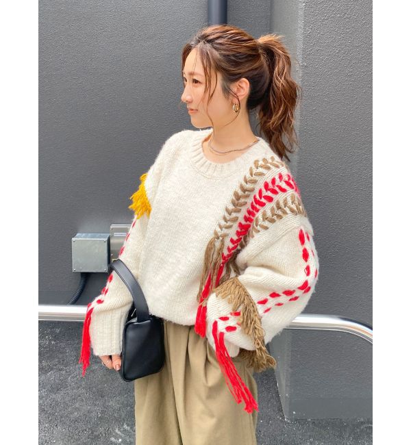 Ungrid「レースアップデザインルーズニット」|ニット・セーター|