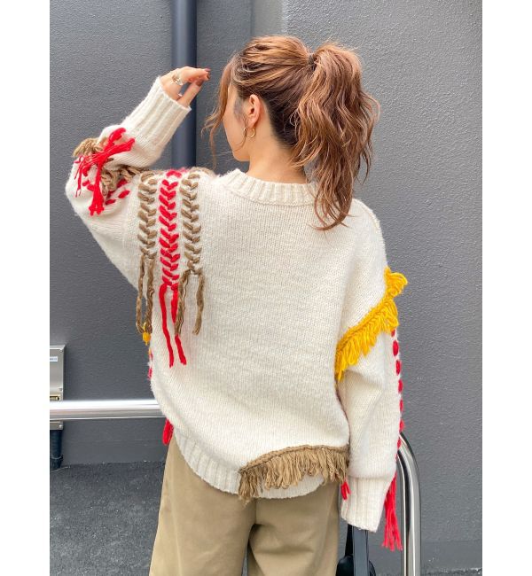 Ungrid「レースアップデザインルーズニット」|ニット・セーター|