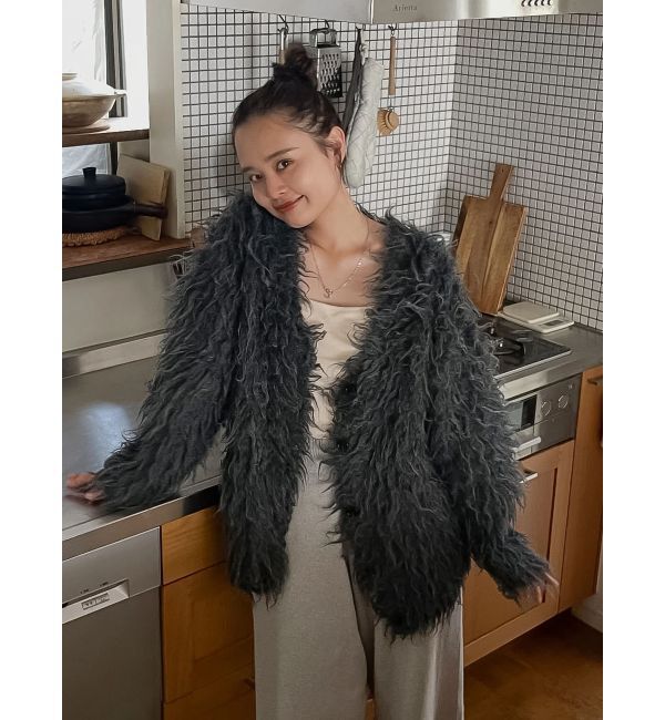 Ungrid「起毛ニットアンサンブル」|カーディガン|チャコールグレー