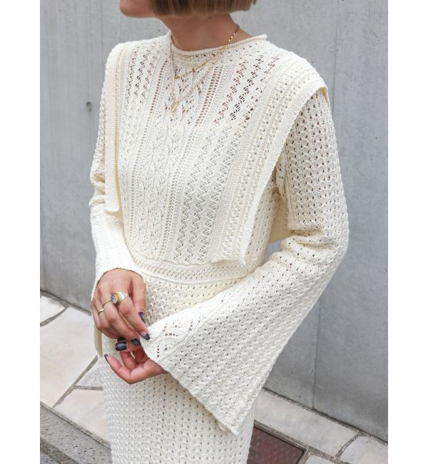 Ungrid「透かし編みニットワンピース」|ワンピース|