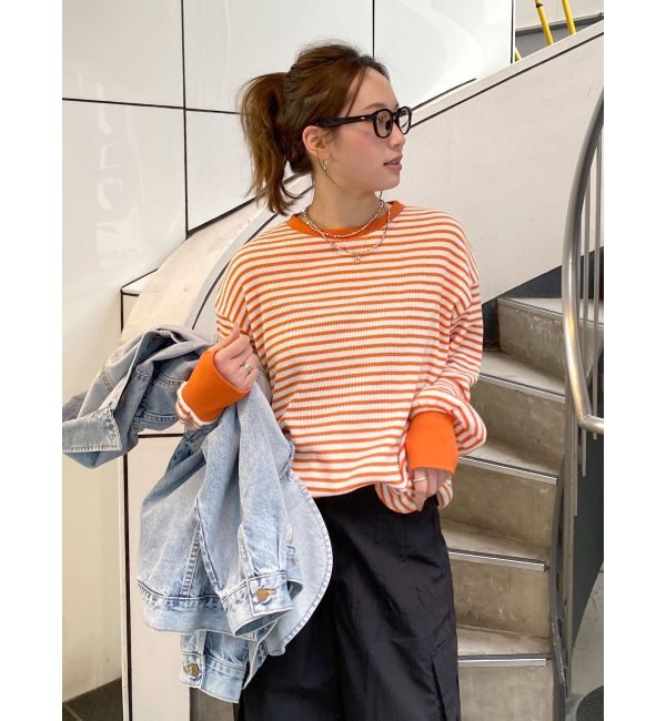 Ungrid「【WEB限定】スリーブボリュームワッフルロングスリーブTee」|Tシャツ・カットソー|