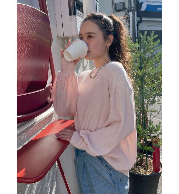 Ungrid「【WEB限定】スリーブボリュームワッフルロングスリーブTee」|Tシャツ・カットソー|