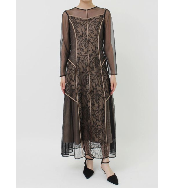 LAGUNAMOON「LADYブロッキングレースワンピース」|ドレス|