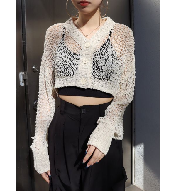 EVRIS「スカシショートカーディガン」|カーディガン|