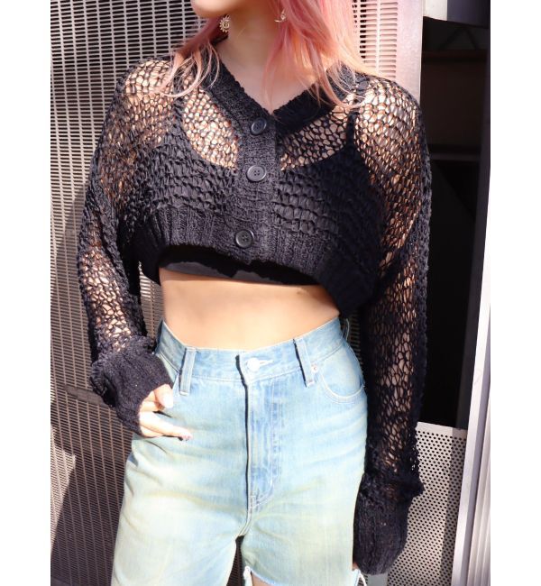 EVRIS「スカシショートカーディガン」|カーディガン|