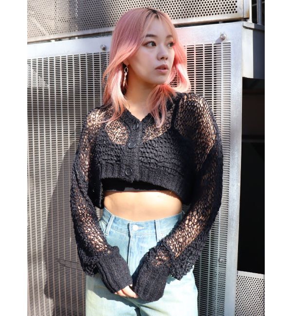 EVRIS「スカシショートカーディガン」|カーディガン|