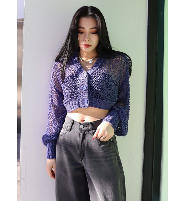 EVRIS「スカシショートカーディガン」|カーディガン|