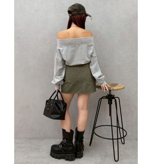 EVRIS「フロントジップオフショルスウェットトップス【セットアップ着用可能】」|スウェット・ジャージ|