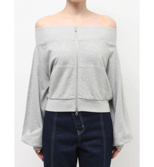 EVRIS「フロントジップオフショルスウェットトップス【セットアップ着用可能】」|スウェット・ジャージ|