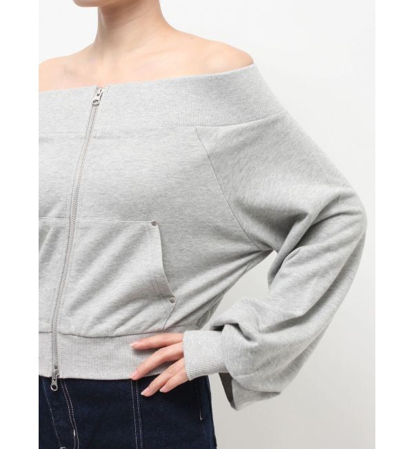 EVRIS「フロントジップオフショルスウェットトップス【セットアップ着用可能】」|スウェット・ジャージ|