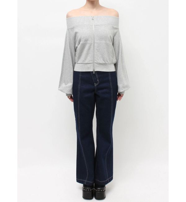 EVRIS「フロントジップオフショルスウェットトップス【セットアップ着用可能】」|スウェット・ジャージ|