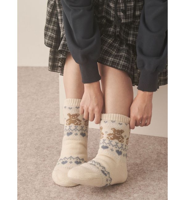 merry jenny「もこもこbear knit socks」|ソックス|