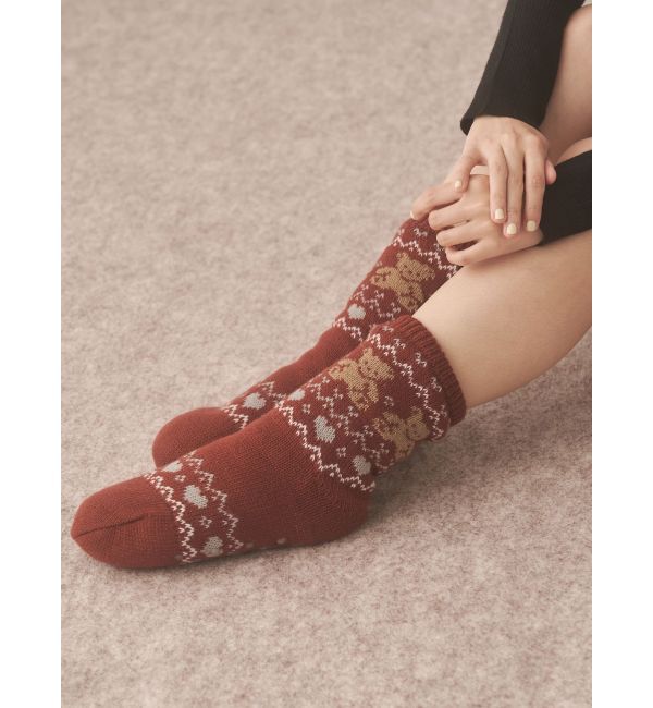 merry jenny「もこもこbear knit socks」|ソックス|