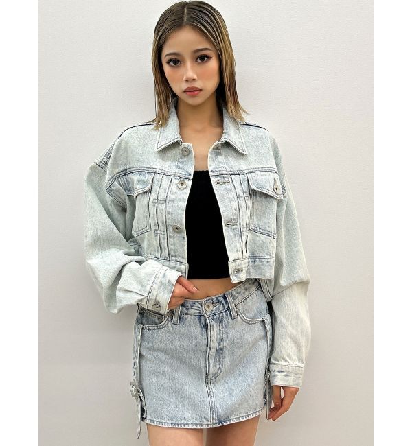 GYDA「ハイウエストBELTデザインデニムスカートライクショートパンツ」|スカート|