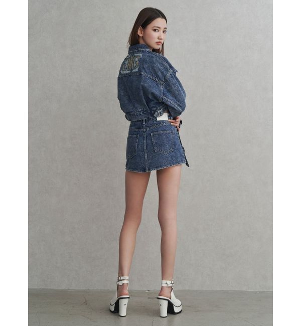 GYDA「ハイウエストBELTデザインデニムスカートライクショートパンツ」|スカート|