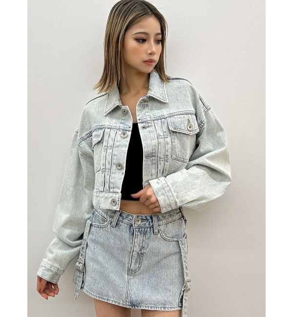 GYDA「ハイウエストBELTデザインデニムスカートライクショートパンツ」|スカート|