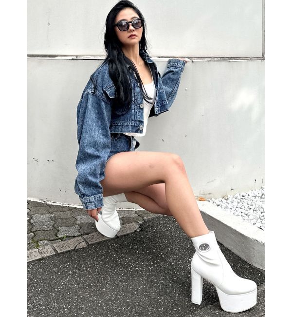 GYDA「ハイウエストBELTデザインデニムスカートライクショートパンツ」|スカート|