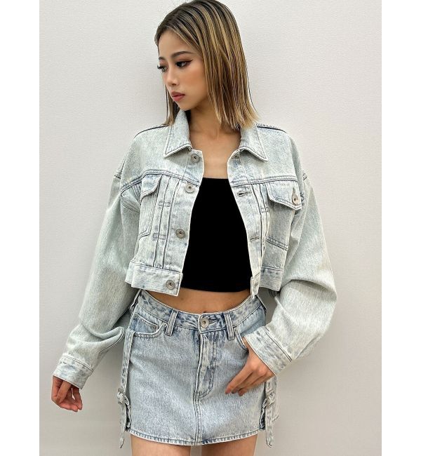 GYDA「ハイウエストBELTデザインデニムスカートライクショートパンツ」|スカート|