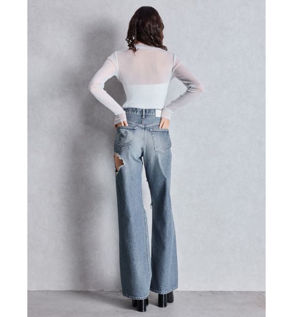 GYDA「mock neck shiny sheerトップス」|Tシャツ・カットソー|