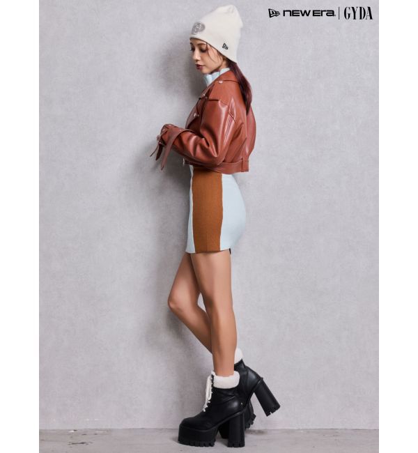 GYDA「BICOLOR WIDE LINEハーフZIPニットワンピース」|ワンピース|