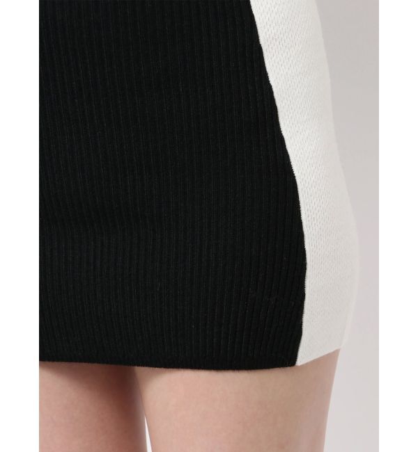 GYDA「BICOLOR WIDE LINEハーフZIPニットワンピース」|ワンピース|