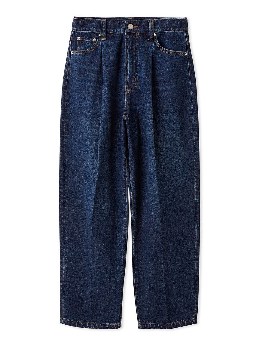 Mila Owen「センタープレスタックワイドテーパードデニムパンツ【ウォッシャブル】」|デニム|BLU