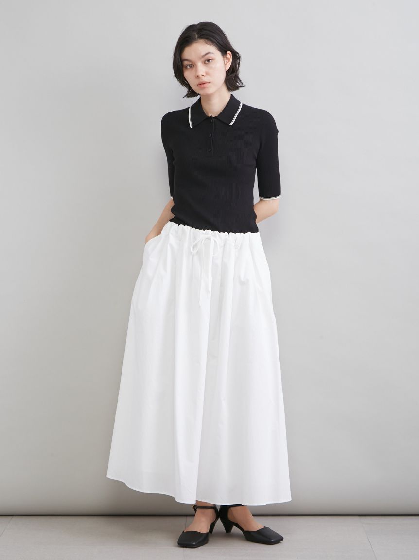 Mila Owen「【WEB限定カラー】ポロニット&times;タックフレアスカートドッキングワンピース」|ワンピース|