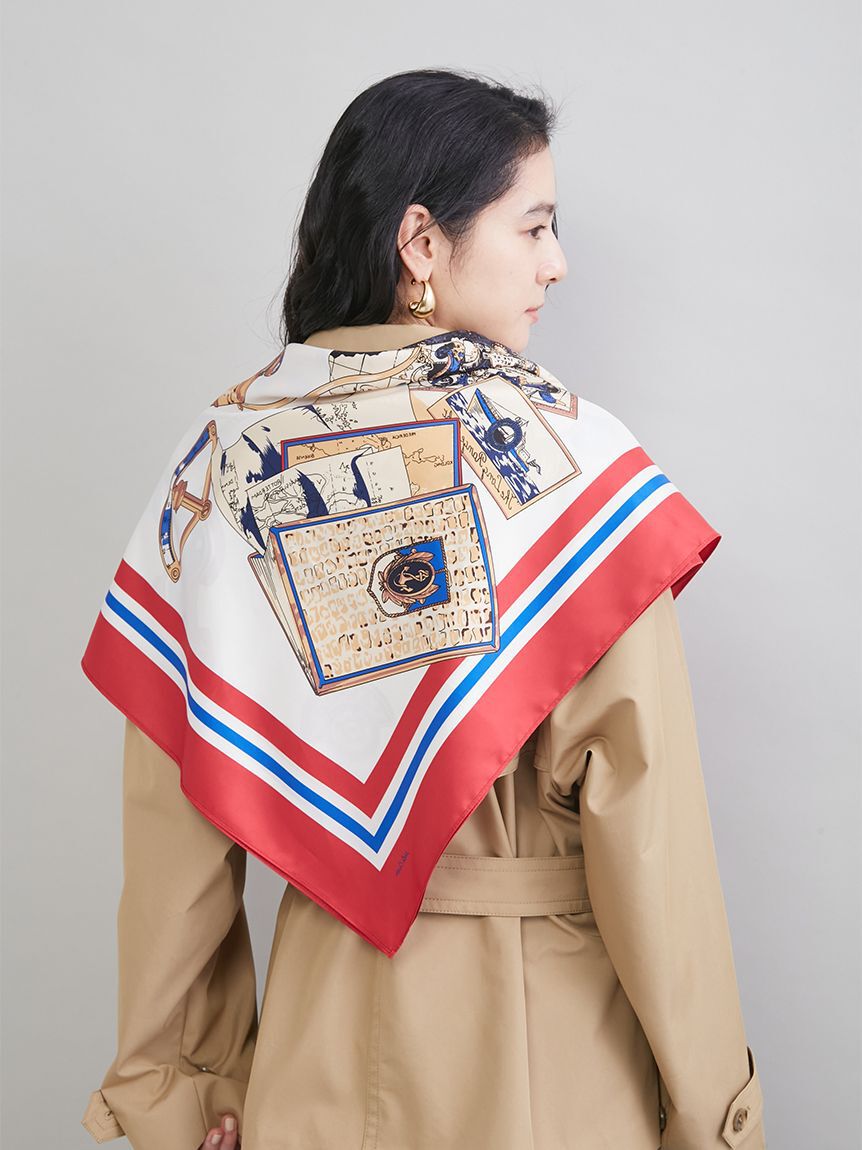 Mila Owen「トラベル柄スカーフ」|バンダナ・スカーフ|