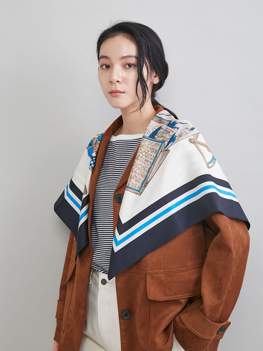 Mila Owen「トラベル柄スカーフ」|バンダナ・スカーフ|