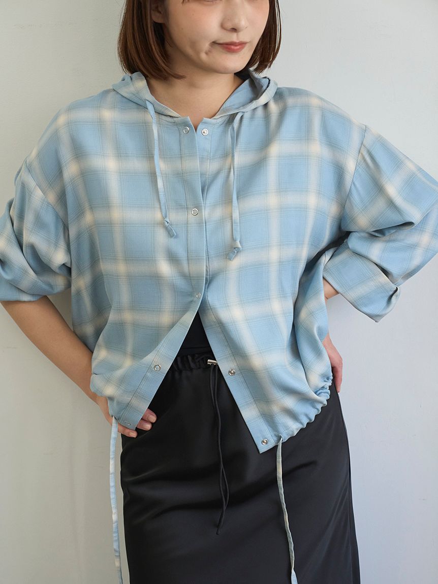 emmi atelier「チェックフーディーシャツ」|シャツ・ブラウス|