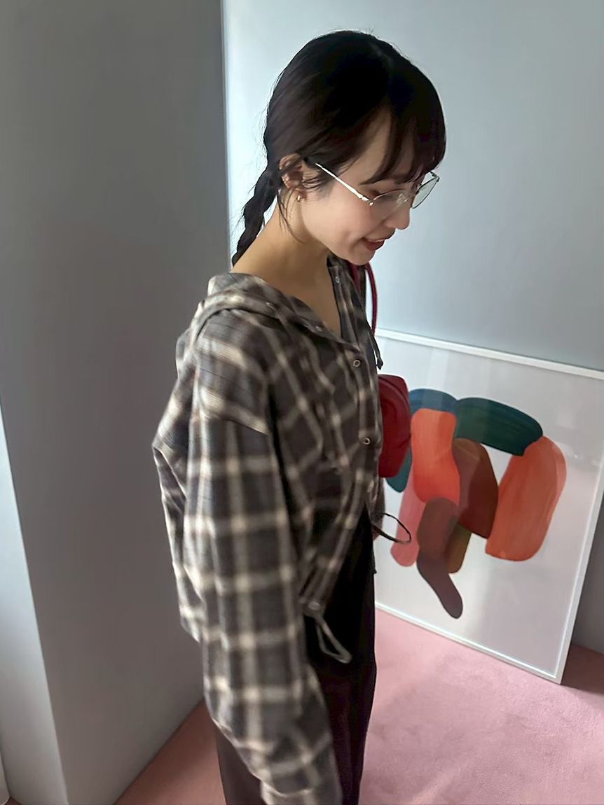 emmi atelier「チェックフーディーシャツ」|シャツ・ブラウス|